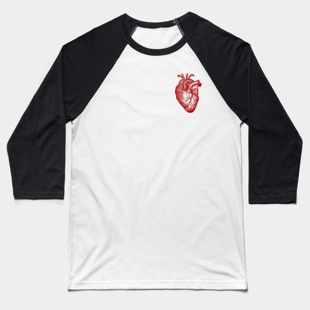 Anatomical Heart Baseball T-Shirt by StilleSkyggerArt